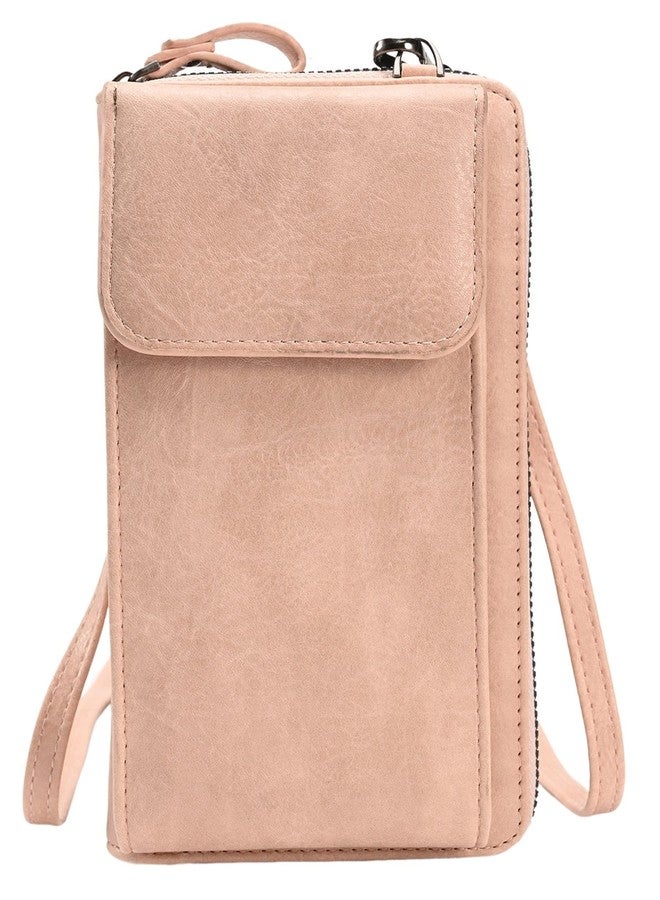 موكا محفظة موكا النسائية ذات الحزام الكتفي مع حامل للهاتف المحمول وجيب صغير وحقيبة يد صغيرة مع فتحات للبطاقات/حزام كتف للنساء (وردي) - Image 1